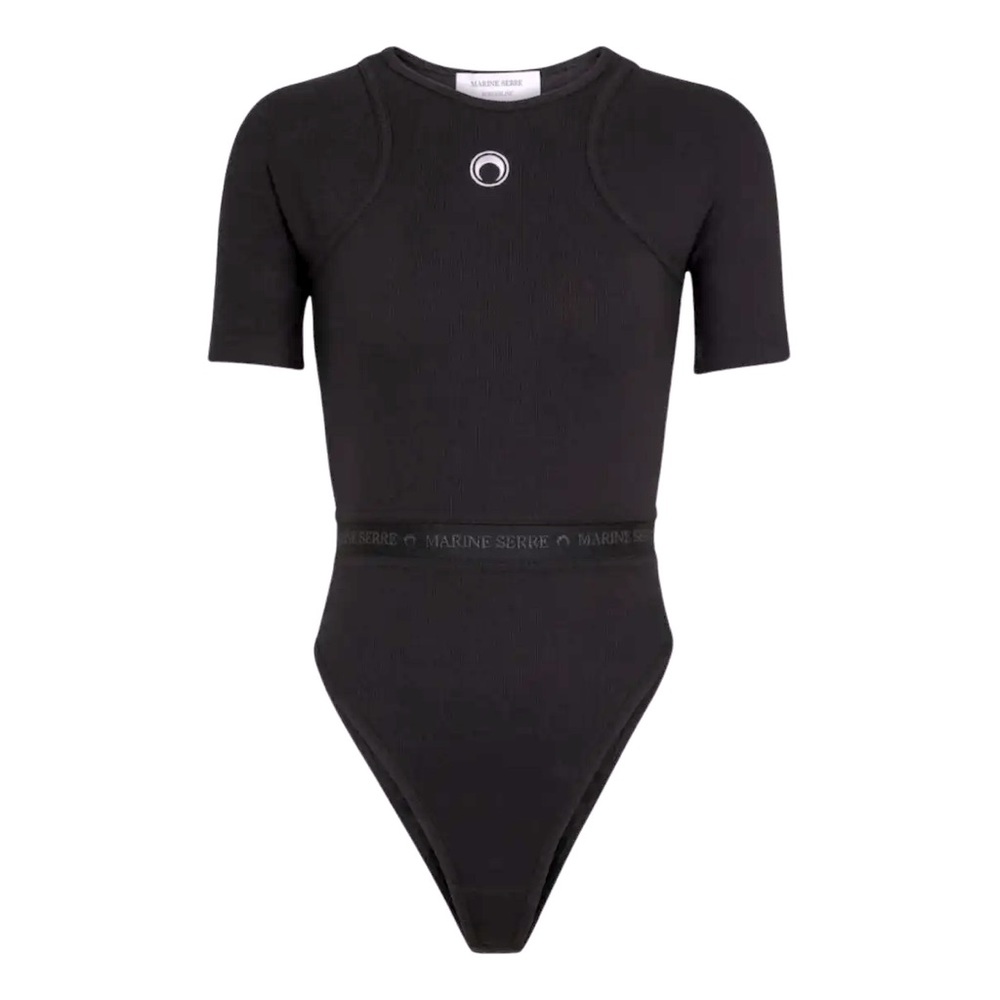 MARINE SERRE Cotton Bodysuit Black XS